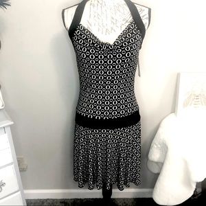NWT A. Byer Black and White Halter Dress